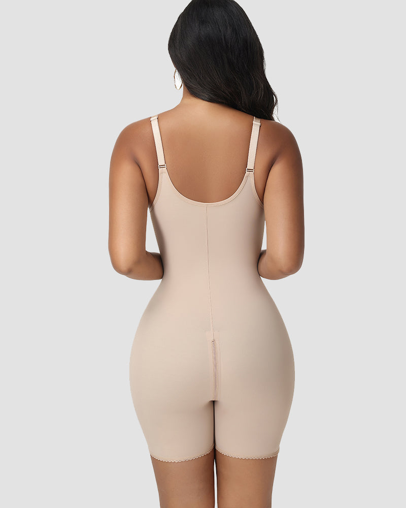 Shapshe® Lace-Trim Front-Zip Tummy Control Bodysuit