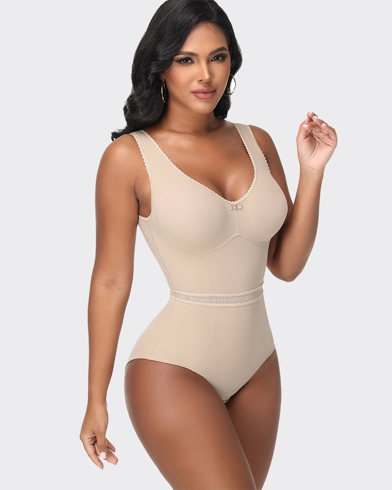 Figure-Shaping Lace Bodysuit Tummy Control Seamless Full Bust Faja