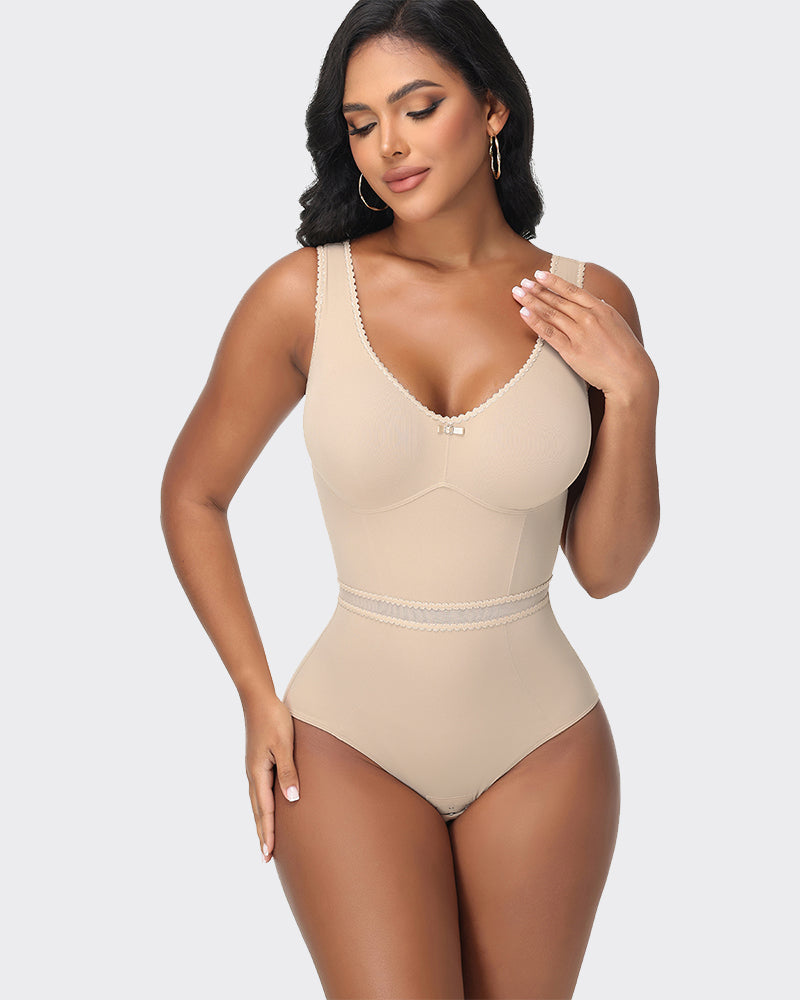 Figure-Shaping Lace Bodysuit Tummy Control Seamless Full Bust Faja