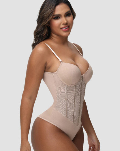 Shapshe® Hourglass Mesh Panels Thong Bodysuit