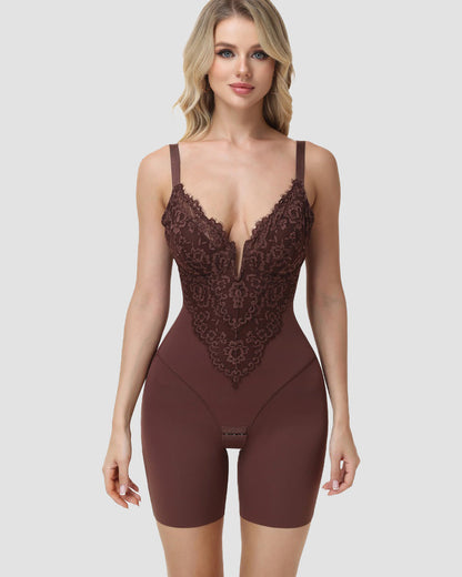 Shapshe® Lace Plunge Backless Butt Lifter Bodysuit Shapewear