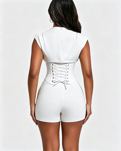 Detachable Corset Hourglass Waist Cincher Playsuit Two-Piece Set