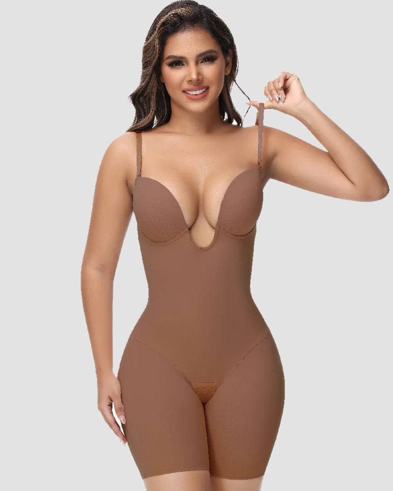 Shapshe® U Plunge Tummy Control Bodysuit with Built-In Bra