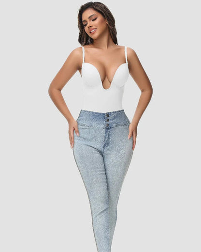 Shapshe® U Plunge Tummy Control Bodysuit with Built-In Bra