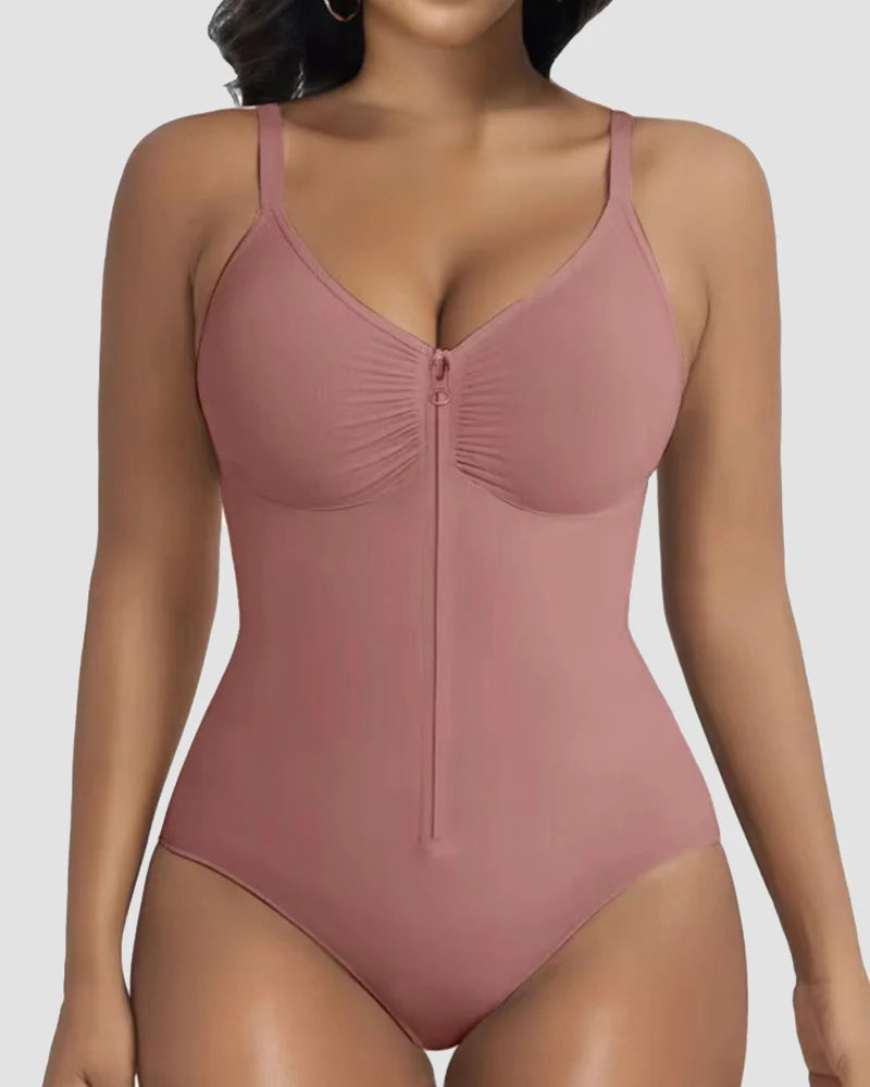Shapshe® Front Zipper Tummy Control Thong Shapewear Bodysuit