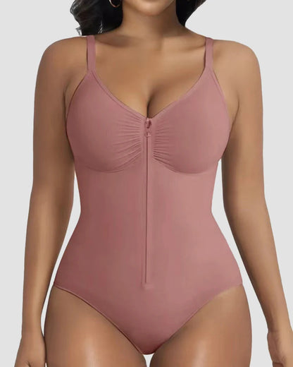 Shapshe® Front Zipper Tummy Control Thong Shapewear Bodysuit
