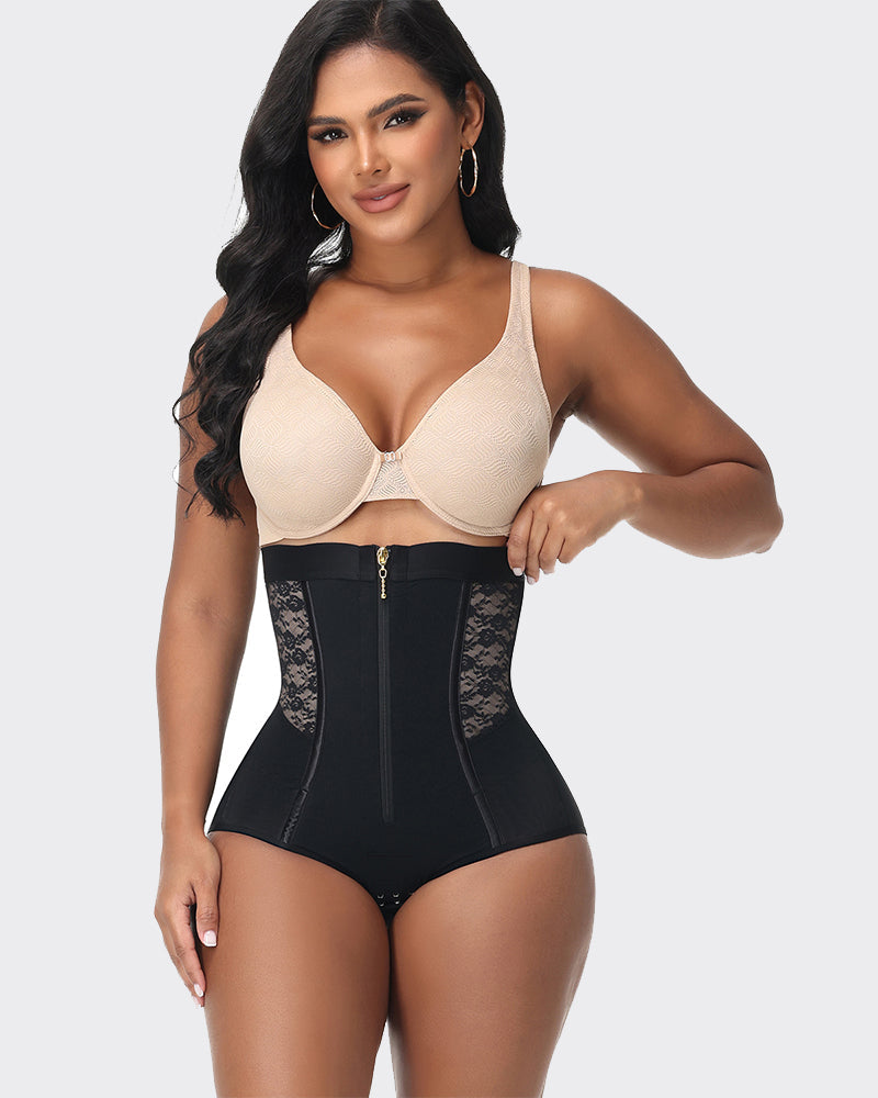 High Waist Butt Lifter Tummy Control Shapewear Zipper Hooked  Panty