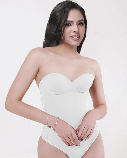 Shapshe® Sexy Seamless Back Lace-up Thong Skinny Bodysuit