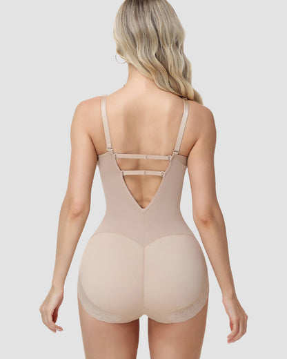 Shapshe® Lace Trimmed Built In Bra Tummy Tuck Shapewear Bodysuit