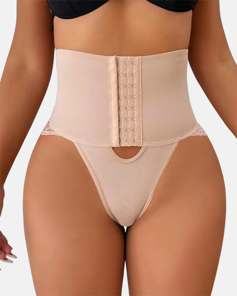 Front Opening Shaping Shorts High-waisted Tummy Control Panties Lace