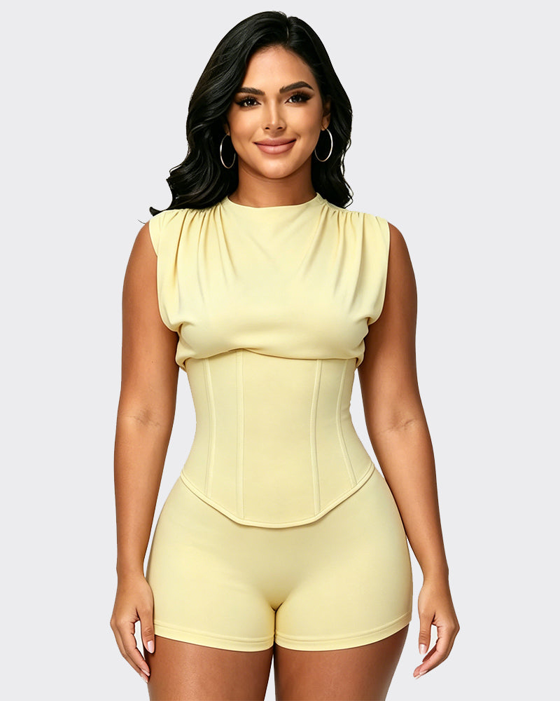 Detachable Corset Hourglass Waist Cincher Playsuit Two-Piece Set