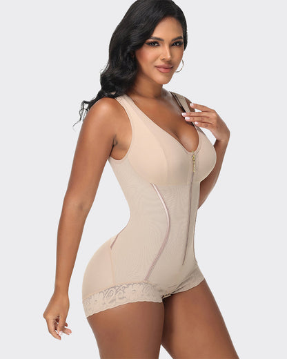 High Compression Full Body Tummy Control Zipper Modern Slim Bodysuit
