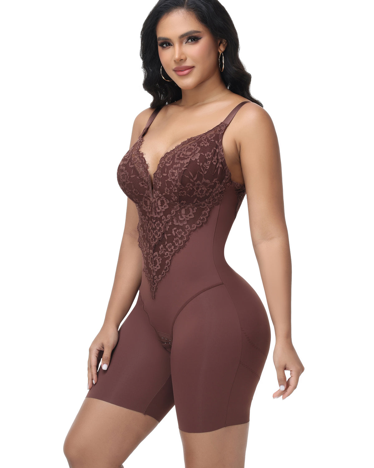 Shapshe® Lace Plunge Backless Butt Lifter Bodysuit Shapewear