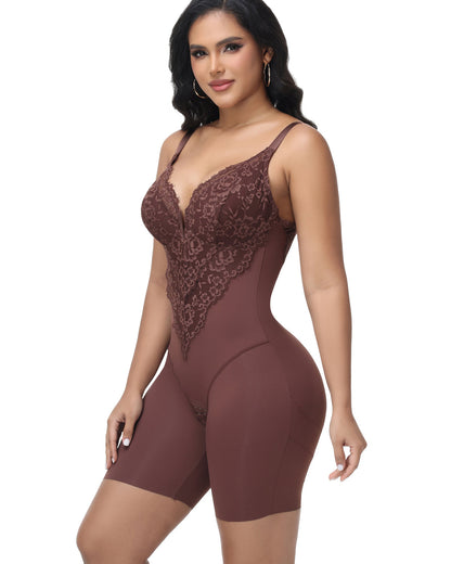Shapshe® Lace Plunge Backless Butt Lifter Bodysuit Shapewear