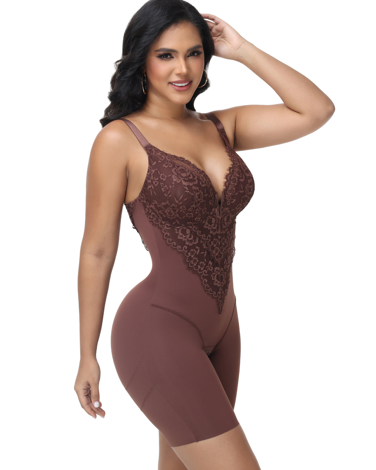 Shapshe® Lace Plunge Backless Butt Lifter Bodysuit Shapewear