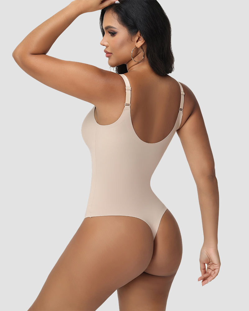Shapshe® Seamless V Neck Tummy Control Thong Bodysuit