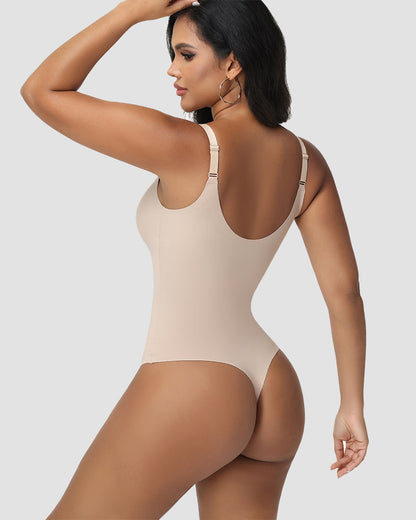 Shapshe® Seamless V Neck Tummy Control Thong Bodysuit