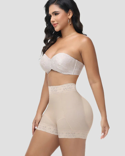 Shapshe® High Waisted Butt Lifter Shaping Shorts with Lace Trim