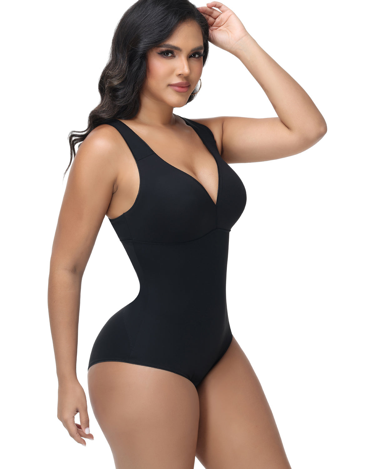 Shapshe® Crisscross Back V-Neck Wide Strap Shapewear Bodysuit