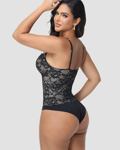 Shapshe® Built In Bra Lace Floral Tummy Tuck Bodysuit