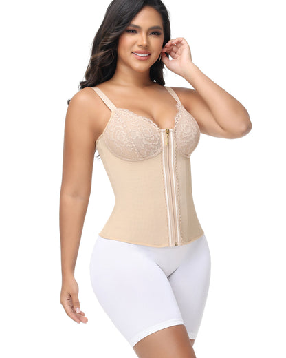 Shapshe® Deep V Lace Trimmed Waist Trainer with Built-in Bra