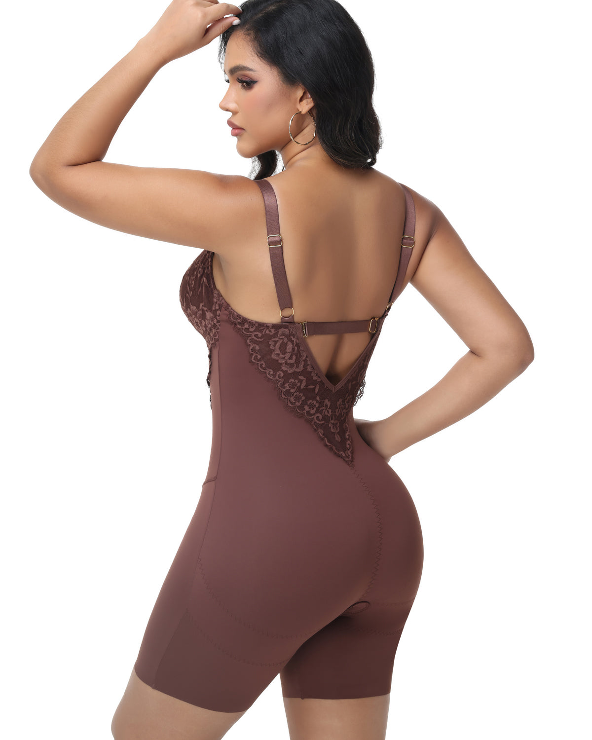 Shapshe® Lace Plunge Backless Butt Lifter Bodysuit Shapewear