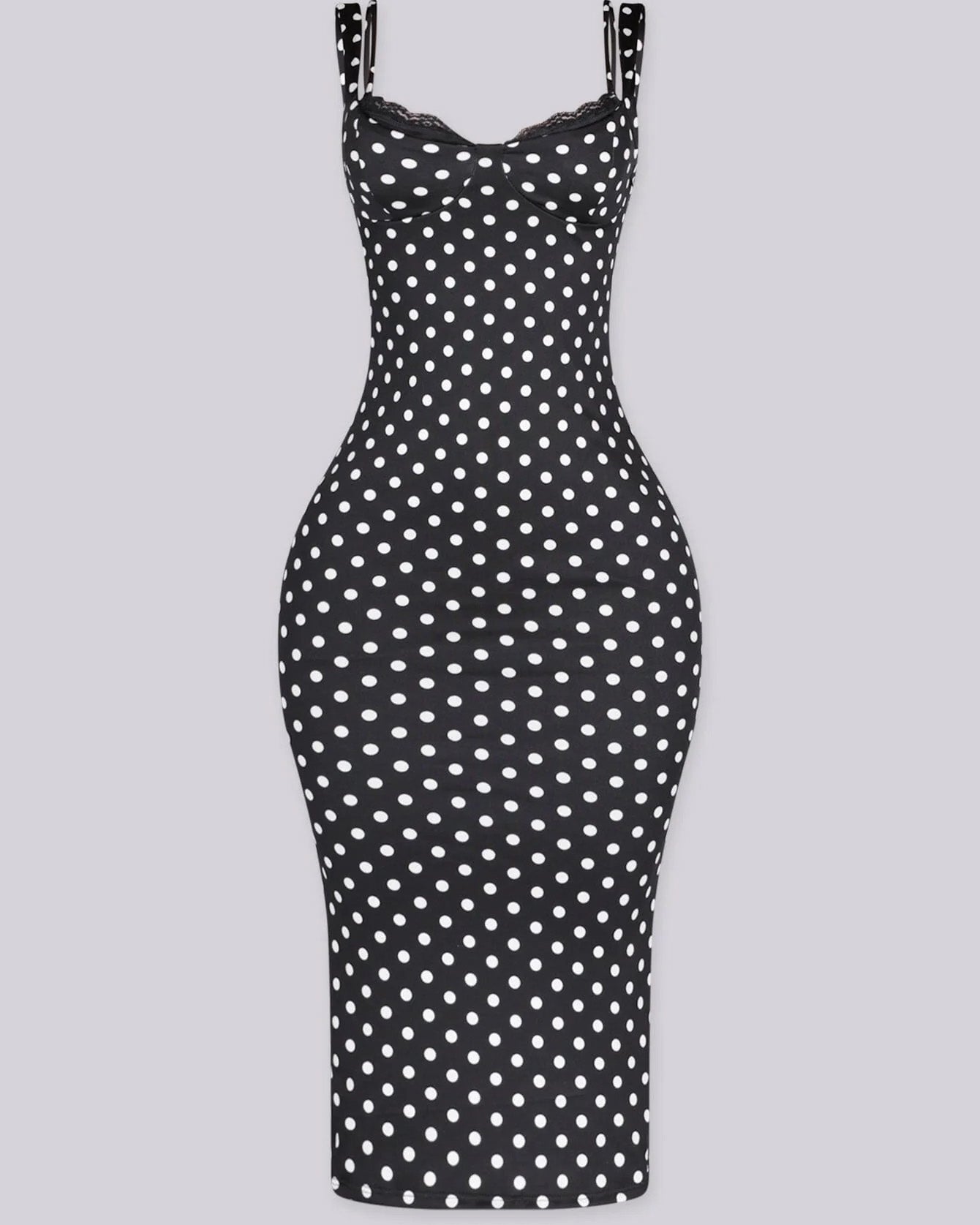 Women's Sexy Slim-Fit Stretchy Classic Polka Dot Hourglass Maxi Dress