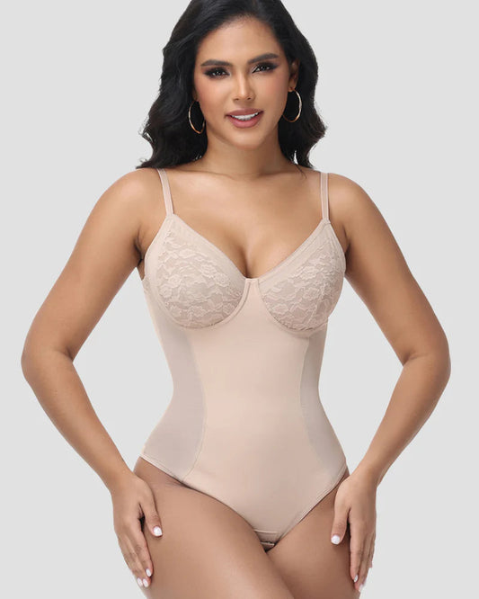 Shapshe® Lace Cup Tummy Control Thong Shapewear Bodysuit