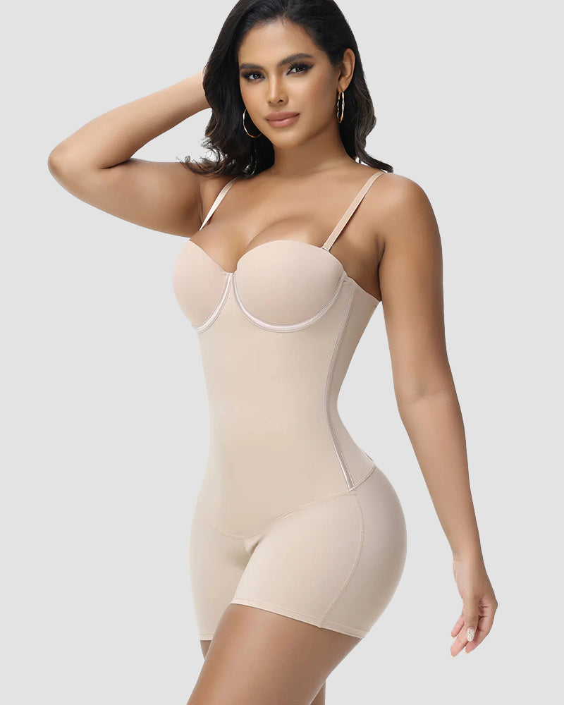 Shapshe® Built In Bra Lace Up Back Shapewear Bodysuit