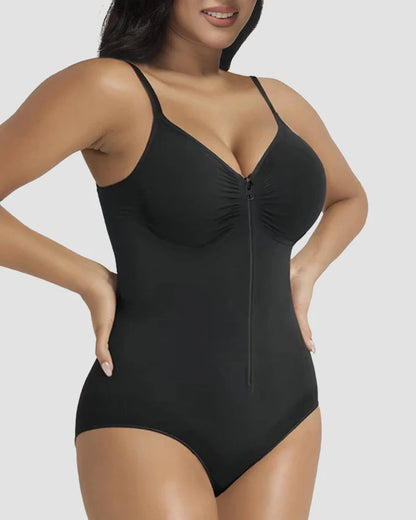 Shapshe® Front Zipper Tummy Control Thong Shapewear Bodysuit
