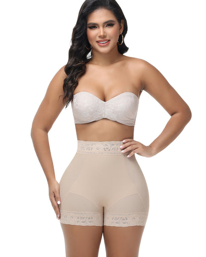 Shapshe® High Waisted Butt Lifter Shaping Shorts with Lace Trim
