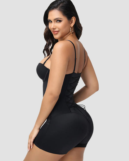 Shapshe® Built In Bra Lace Up Back Shapewear Bodysuit