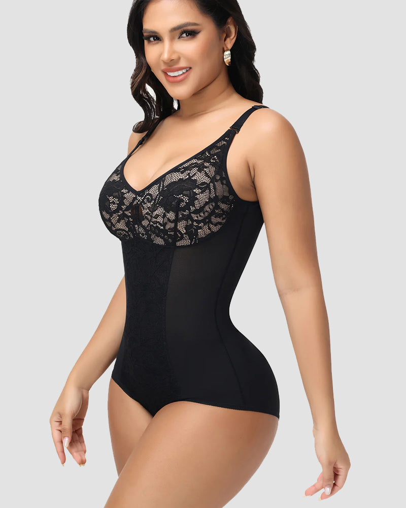Shapshe® Sexy V Neck Lace Briefs Shapewear Bodysuit