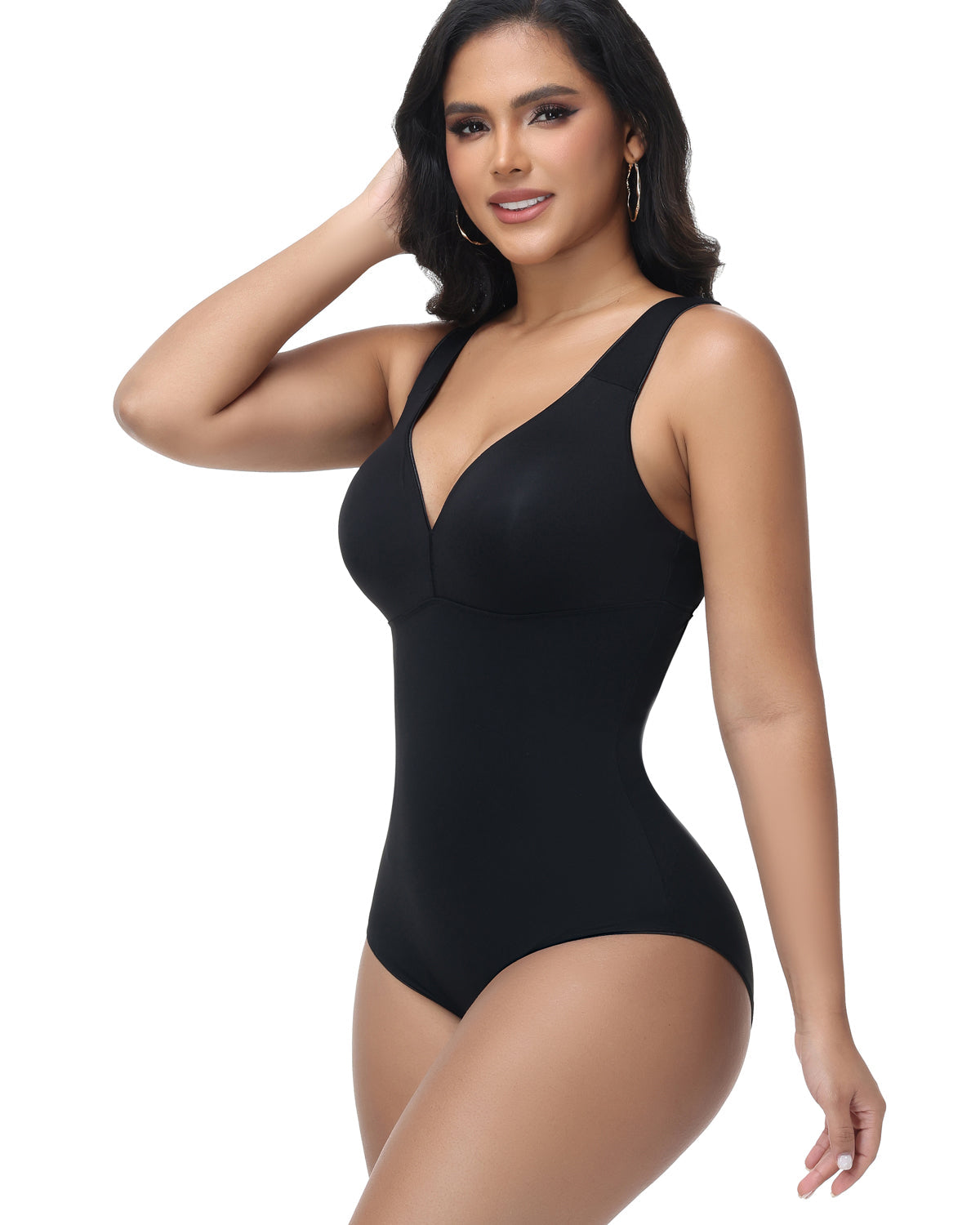 Shapshe® Crisscross Back V-Neck Wide Strap Shapewear Bodysuit