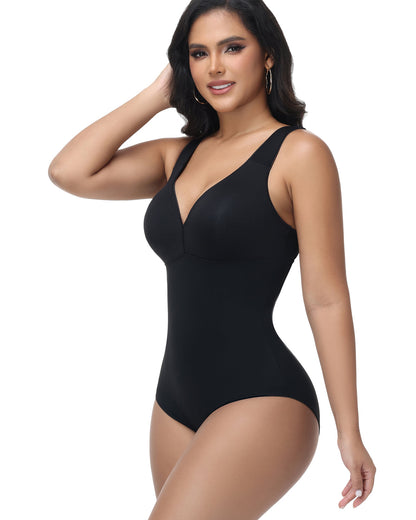 Shapshe® Crisscross Back V-Neck Wide Strap Shapewear Bodysuit