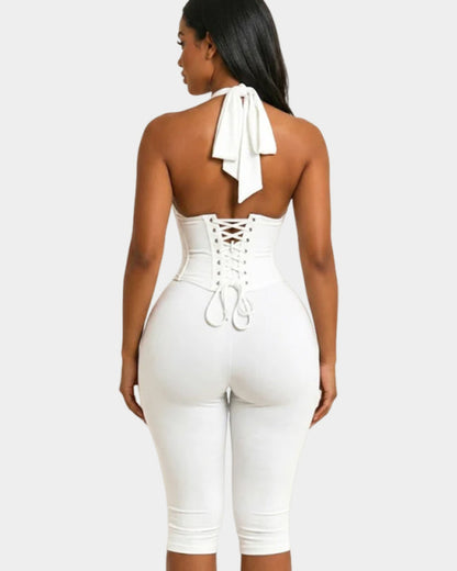 Hourglass Figure The Corset Body Shaper Waist Cincher Capri Jumpsuit Two-Piece Set