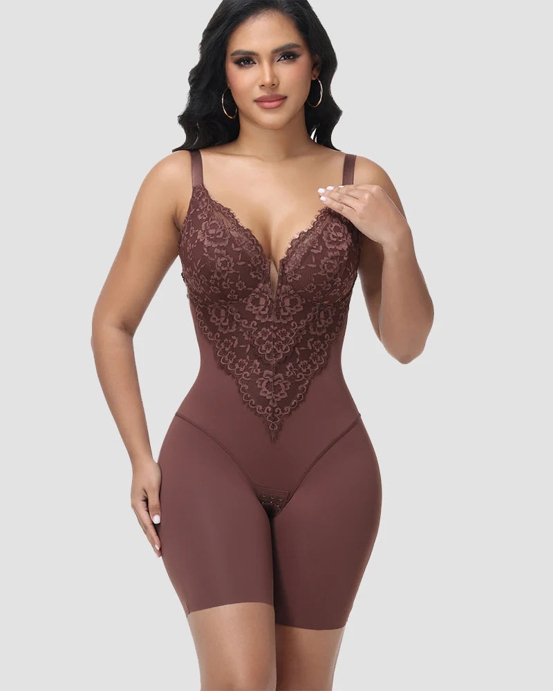 Shapshe® Lace Plunge Backless Butt Lifter Bodysuit Shapewear