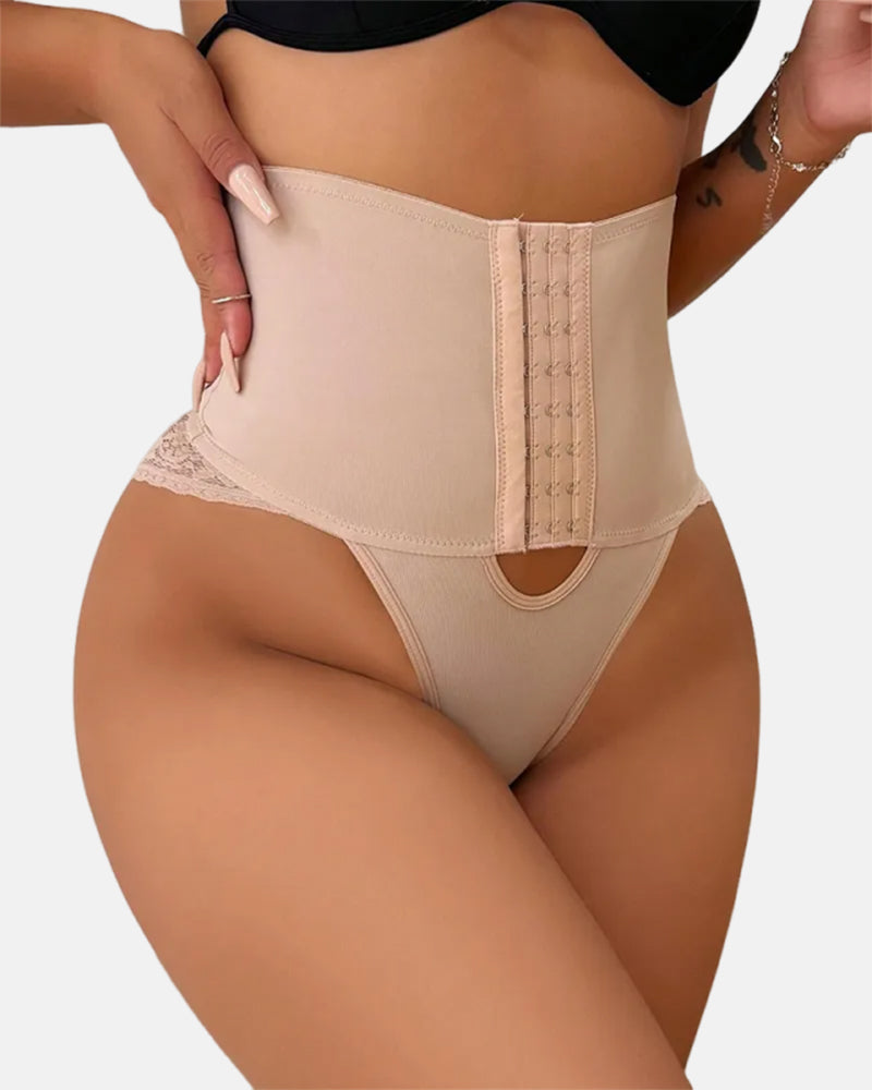 Front Opening Shaping Shorts High-waisted Tummy Control Panties Lace