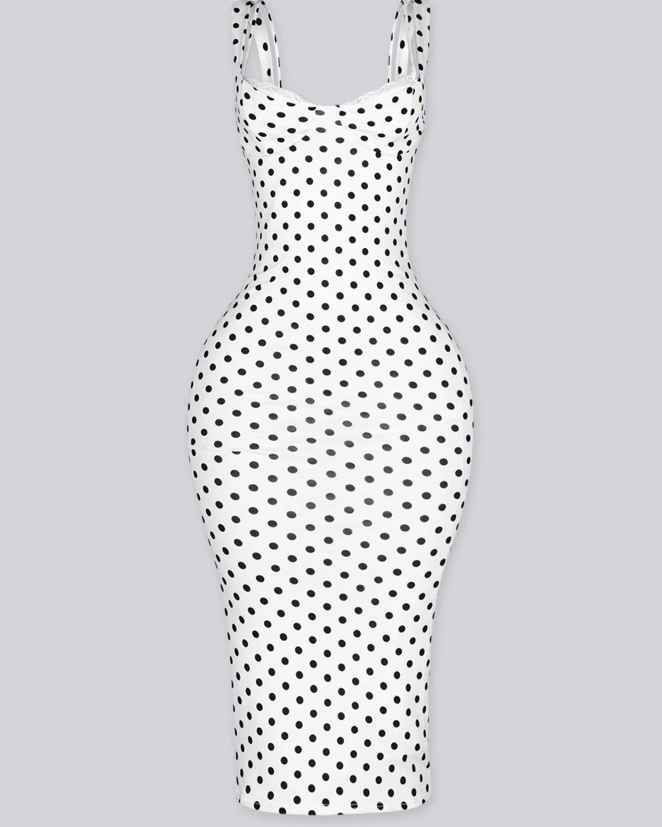 Women's Sexy Slim-Fit Stretchy Classic Polka Dot Hourglass Maxi Dress