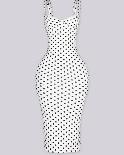 Women's Sexy Slim-Fit Stretchy Classic Polka Dot Hourglass Maxi Dress