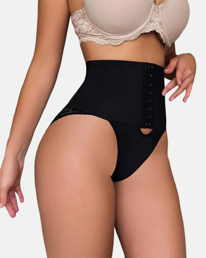 Front Opening Shaping Shorts High-waisted Tummy Control Panties Lace