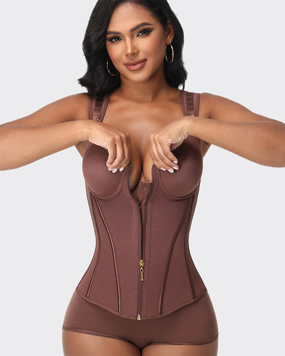 Double Compression Faja Corset Top Waist Trainer Built in Bra