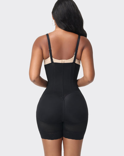 Open Bust High Waisted Tummy Control  Zipper Crotch Lace Shapewear