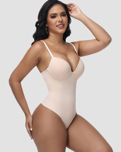 Shapshe® Built In Bra Tummy Tuck Thong Shapewear Bodysuit