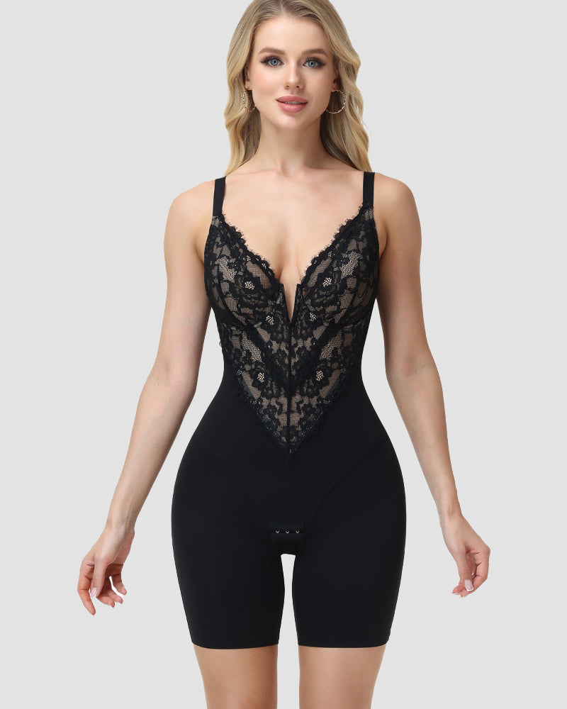 Shapshe® Lace Plunge Backless Butt Lifter Bodysuit Shapewear