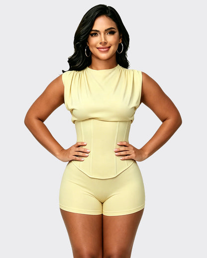 Detachable Corset Hourglass Waist Cincher Playsuit Two-Piece Set