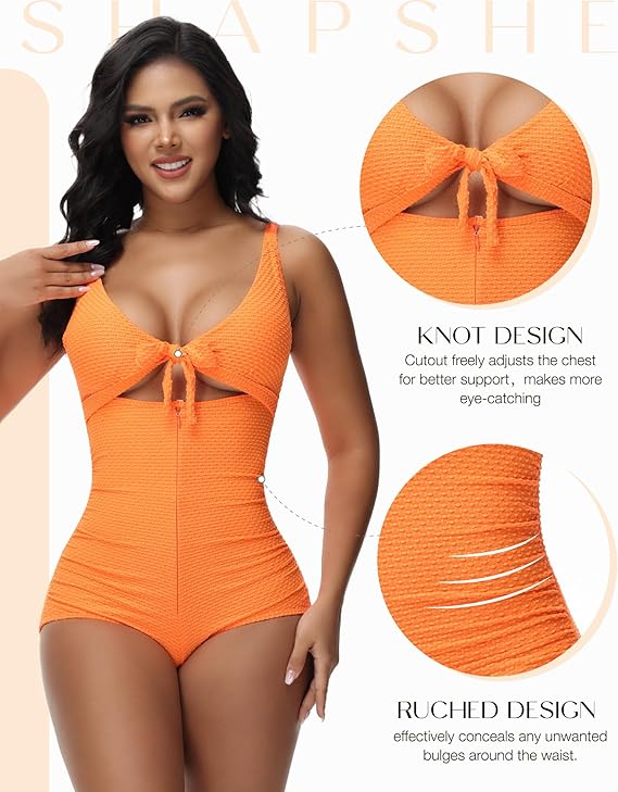 Shapshe® Tummy Control Swimsuit Cutout Tie Front Bathing Suit