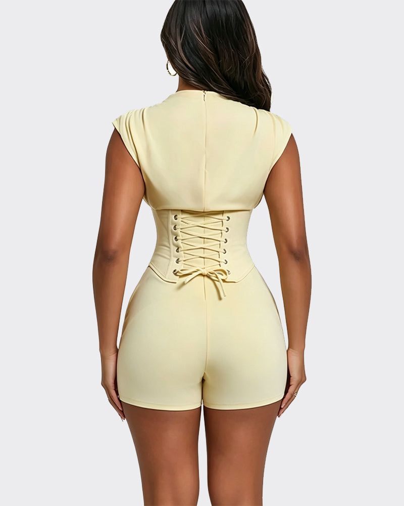 Detachable Corset Hourglass Waist Cincher Playsuit Two-Piece Set