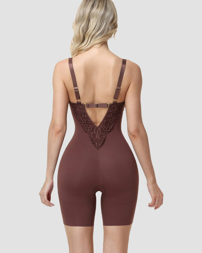 Shapshe® Lace Plunge Backless Butt Lifter Bodysuit Shapewear