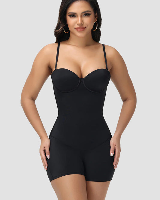Shapshe® Built In Bra Lace Up Back Shapewear Bodysuit